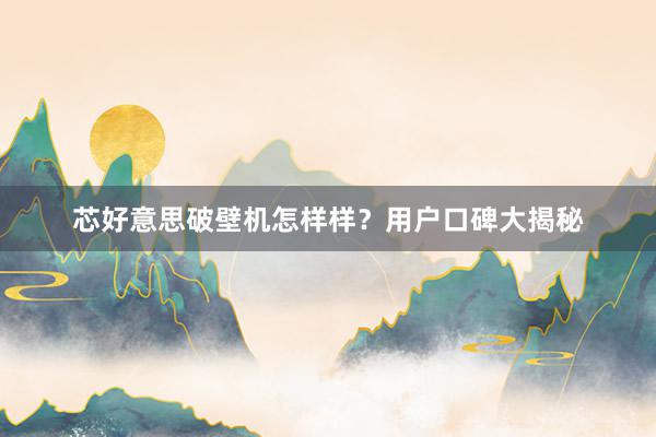 芯好意思破壁机怎样样？用户口碑大揭秘